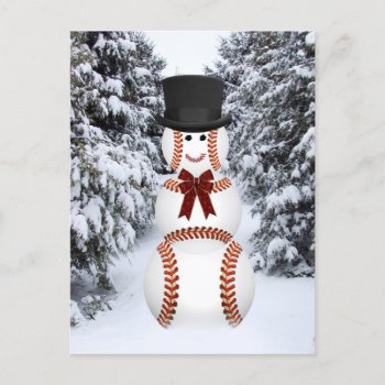 Baseball Snowman Postcard by deemac1 at Zazzle
