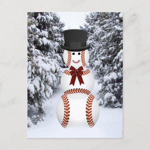 Baseball Snowman Postcard