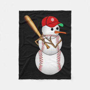 Baseball Snowman Snow Christmas Xmas Gifts Men Wom Fleece Blanket