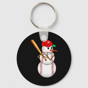Baseball Snowman Snow Christmas Xmas Men Women Keychain