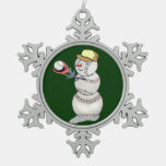 Baseball Snowman Snowflake Pewter Christmas Ornament at Zazzle