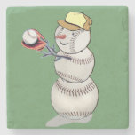 Baseball Snowman Stone Coaster at Zazzle
