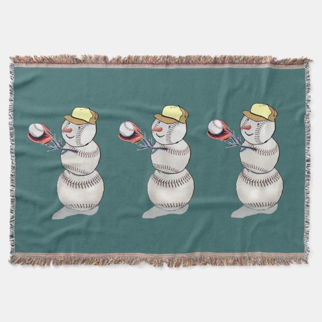 Baseball Snowman Throw Blanket (Front)