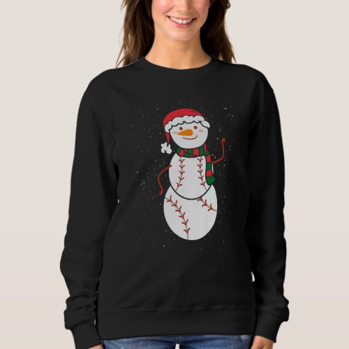 Baseball Snowman Winter Hat Snowflake Baseball Pla Sweatshirt