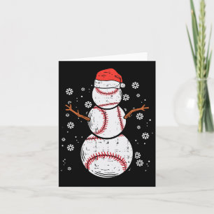 Baseball Snowman Xmas Christmas Sports Boys Men Wo Card