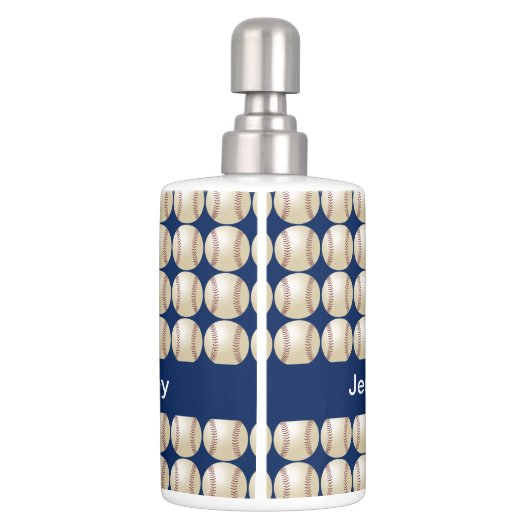 Baseball Soap Dispenser and Toothbrush Holder Set (Back)