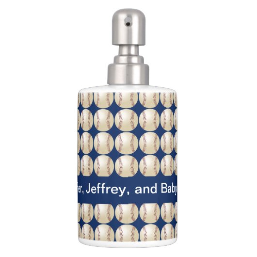 Baseball Soap Dispenser and Toothbrush Holder Set (Front)