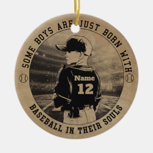Baseball Soccer Customize Name & Year Ceramic Ornament