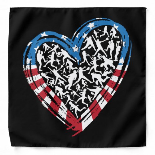 Baseball Softball _ American USA Flag Heart Bandana