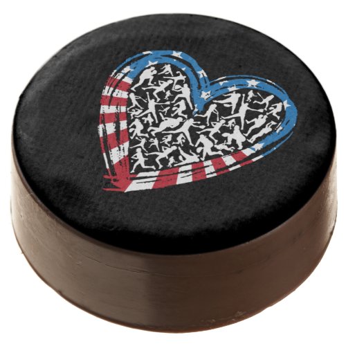 Baseball Softball _ American USA Flag Heart Chocolate Covered Oreo