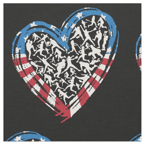 Baseball Softball _ American USA Flag Heart Fabric