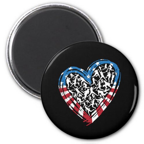 Baseball Softball _ American USA Flag Heart Magnet