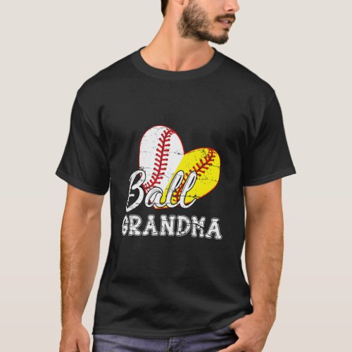 Baseball Softball Ball He Grandma MotherS Day T_Shirt