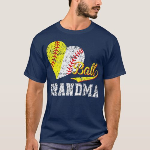 Baseball Softball Ball Heart Grandma Mothers Day T_Shirt