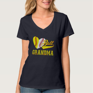 Baseball Softball Ball Heart Grandma Mother's Day T-Shirt