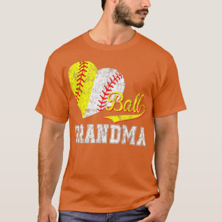 Baseball Softball Ball Heart Grandma Mothers Day T-Shirt