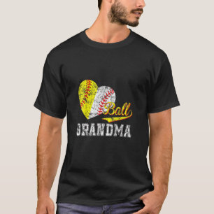 Baseball Softball Ball Heart Grandma Mothers Day T-Shirt