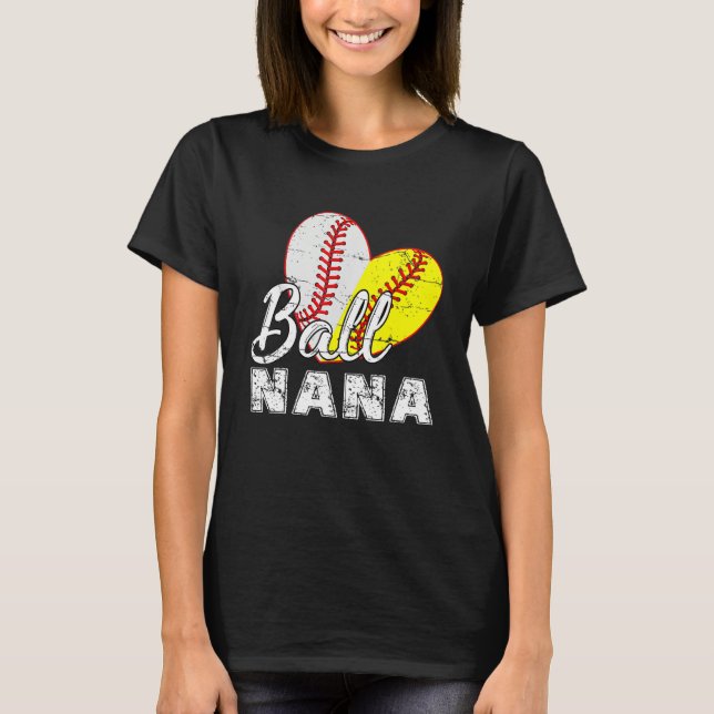 Baseball Softball Ball Heart Nana Mother s Day T-Shirt (Front)