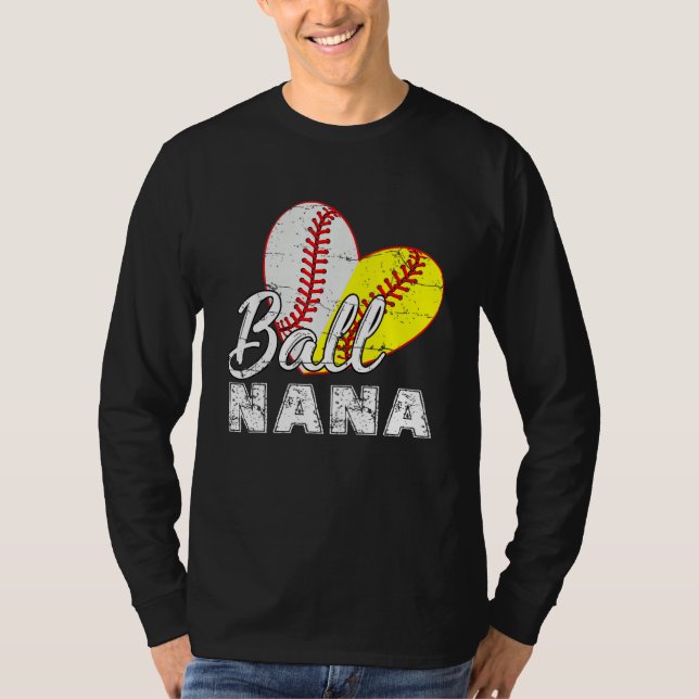 Baseball Softball Ball Heart Nana Mother s Day T-Shirt (Front)