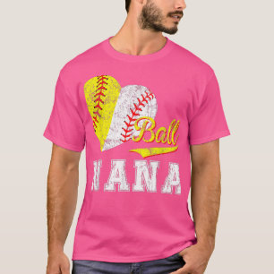 Baseball Softball Ball Heart Nana Mothers Day T-Shirt