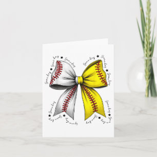 Baseball Softball Bow, Coquette Baseball Mom Mama  Card