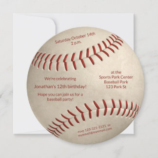 baseball softball boys girls birthday party announcement