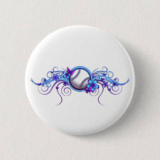 Baseball / Softball Butterfly Flower Blue Button