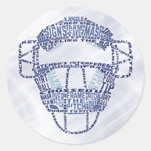 Baseball Softball Catchers Mask Calligram Classic Round Sticker