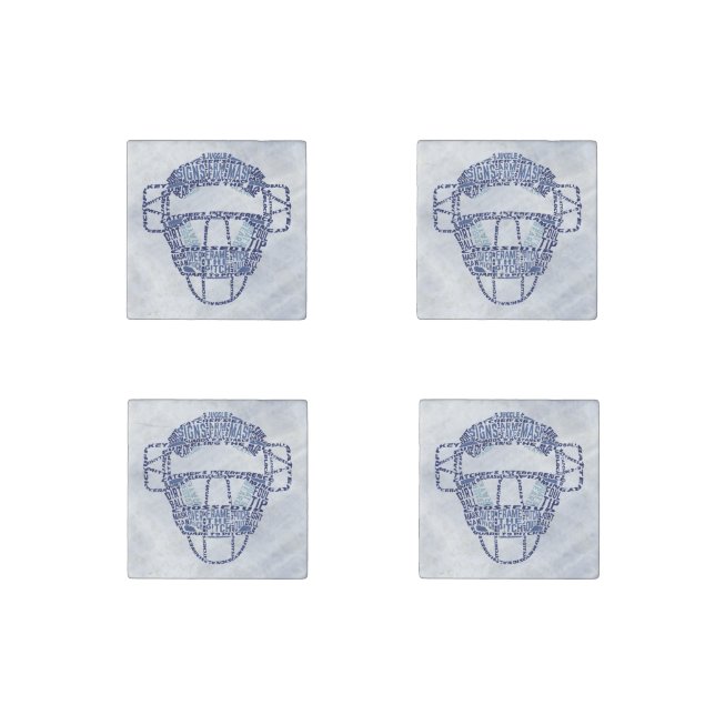 Baseball Softball Catcher's Mask Stone Magnet (Front)