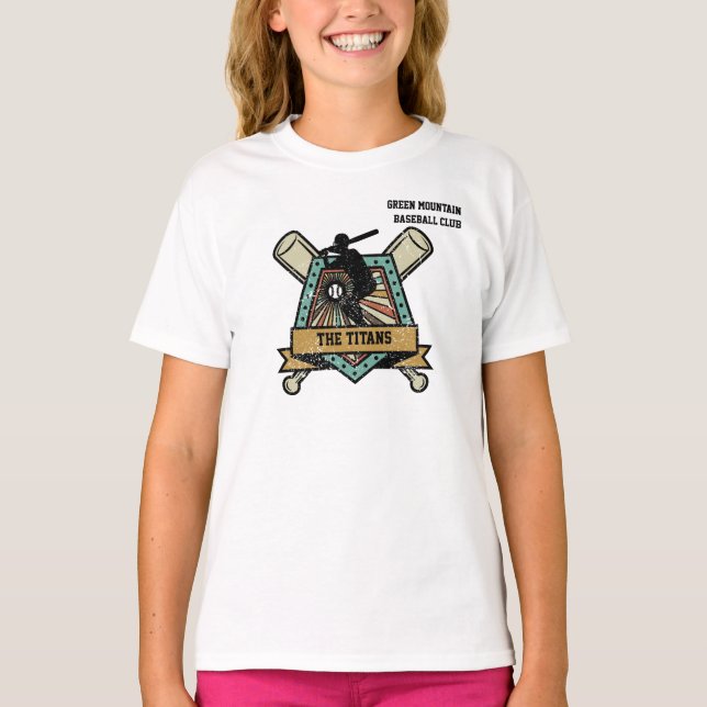 Baseball Softball Club Team League Name Number T-Shirt (Front)