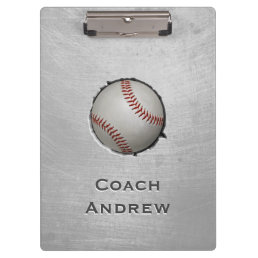 Baseball Softball Coach Custom Name Grunge Texture Clipboard