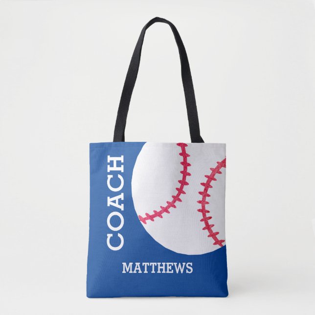 Baseball Softball Coach Personalized Sports Tote Bag (Front)