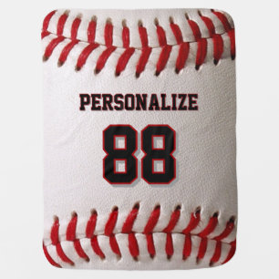 Baseball Softball Custom Name and Number Baby Blanket