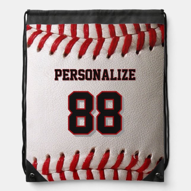 Baseball Softball Custom Name and Number Drawstring Bag (Front)