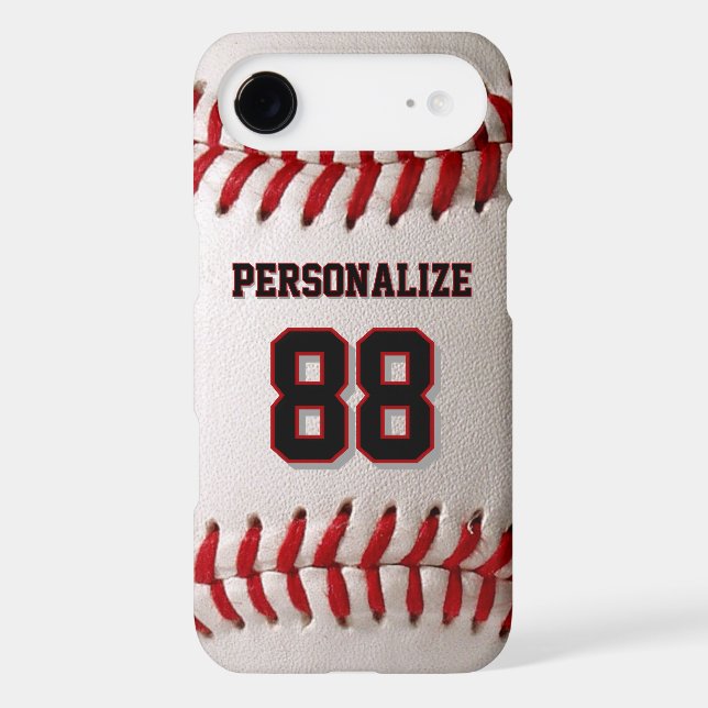 Baseball Softball Custom Name and Number iPhone Case (Back)