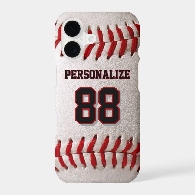 Baseball Softball Custom Name and Number iPhone Case (Back)