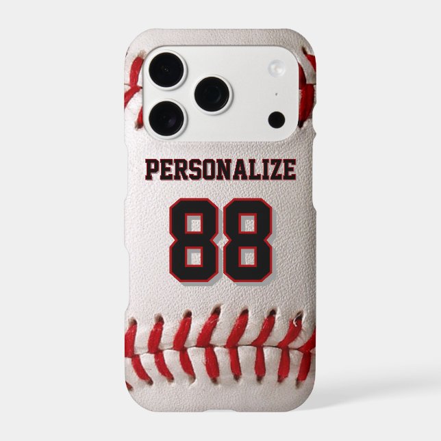 Baseball Softball Custom Name and Number iPhone Case (Back)