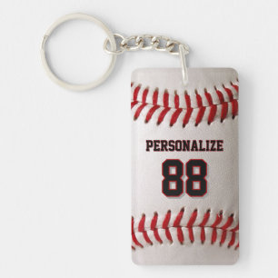 Baseball Softball Custom Name and Number Keychain