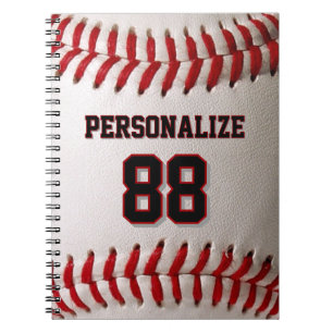 Baseball Softball Custom Name and Number Notebook