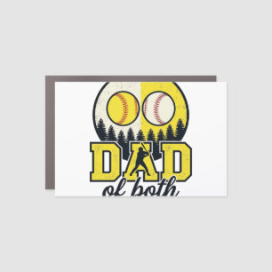 Baseball Softball Dad of Both Vintage Vector Desig Car Magnet