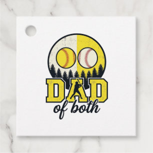 Baseball Softball Dad of Both Vintage Vector Desig Favor Tags