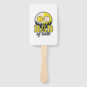 Baseball Softball Dad of Both Vintage Vector Desig Hand Fan