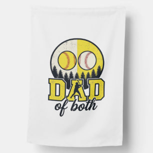 Baseball Softball Dad of Both Vintage Vector Desig House Flag