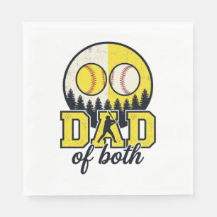 Baseball Softball Dad of Both Vintage Vector Desig Napkins