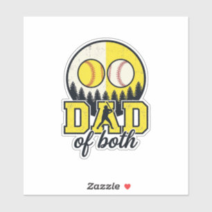 Baseball Softball Dad of Both Vintage Vector Desig Sticker