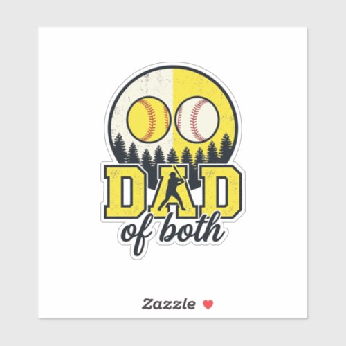 Baseball Softball Dad of Both Vintage Vector Desig Sticker