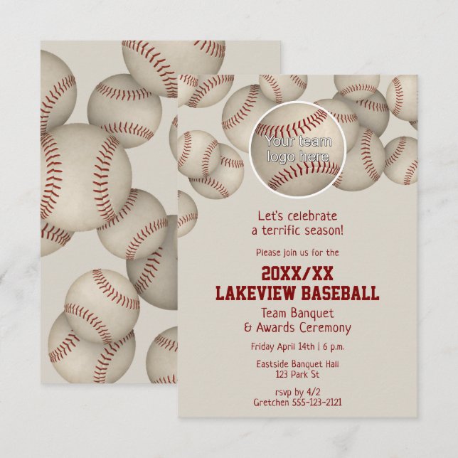 baseball softball end of season banquet awards invitation (Front/Back)