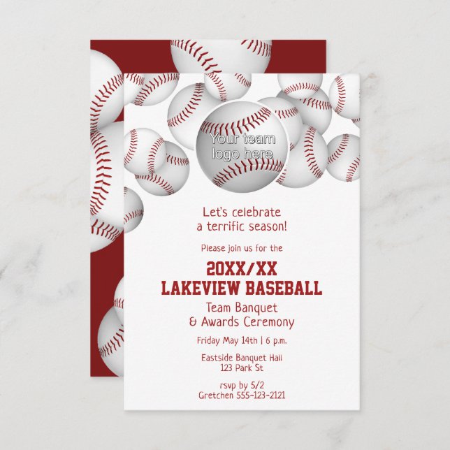 baseball softball end of season celebration invitation (Front/Back)