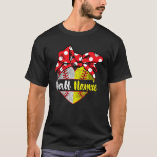 Baseball Softball Heart Ball Nannie Family Player  T-Shirt