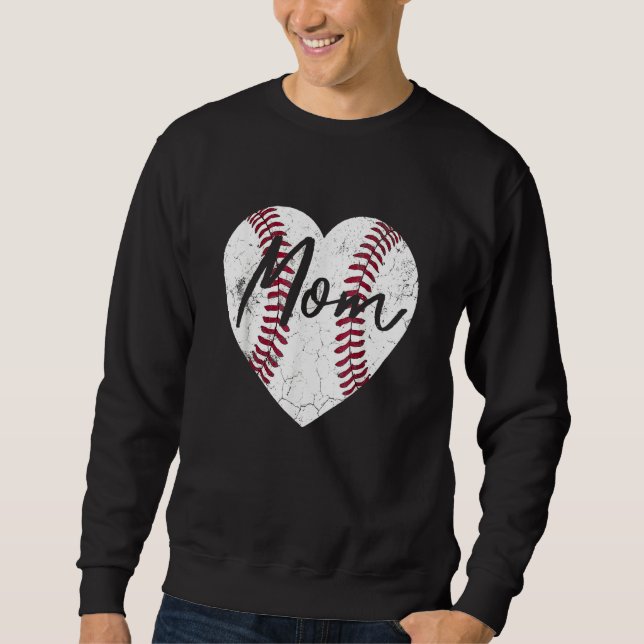 Baseball Softball Heart Mom Mother's Day Mommy Mam Sweatshirt (Front)